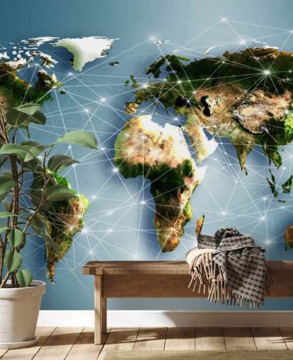 Communication Lines World Map Mural