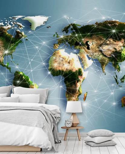 Communication Lines World Map Mural