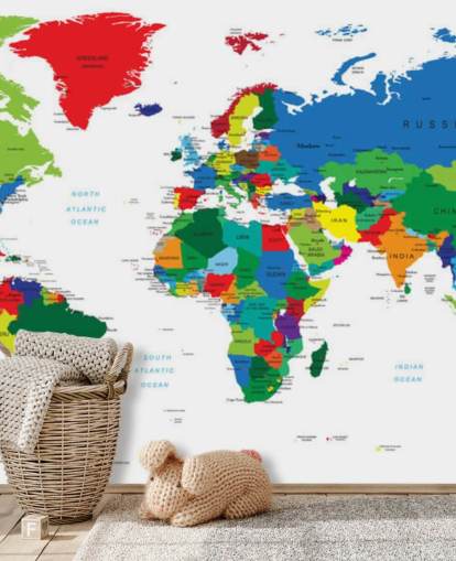 colorful world map wall mural called Bright World Map colorful world map wall mural called Bright World Map