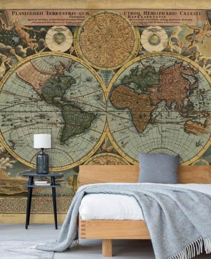 Colour Old Map Wallpaper Mural Colour Old Map Wallpaper Mural