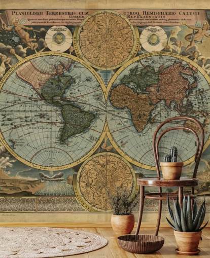 Colour Old Map Wallpaper Mural