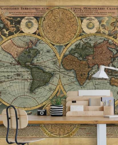 Colour Old Map Wallpaper Mural