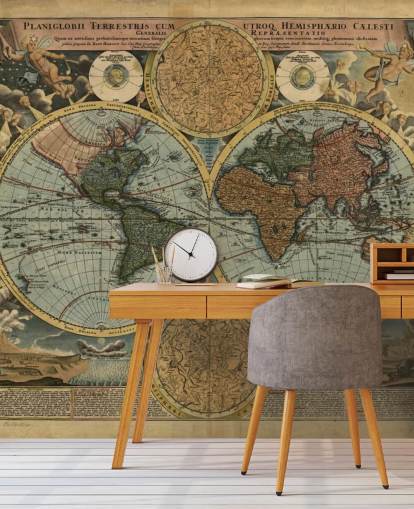 Papier peint mural en couleur avec carte ancienne