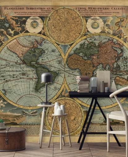 Colour Old Map Wallpaper Mural