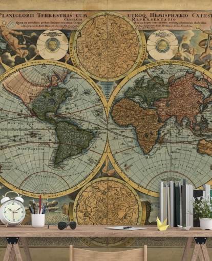 Colour Old Map Wallpaper Mural