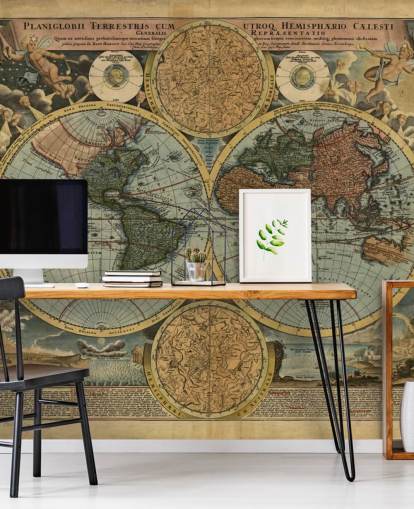 Colour Old Map Wallpaper Mural Colour Old Map Wallpaper Mural