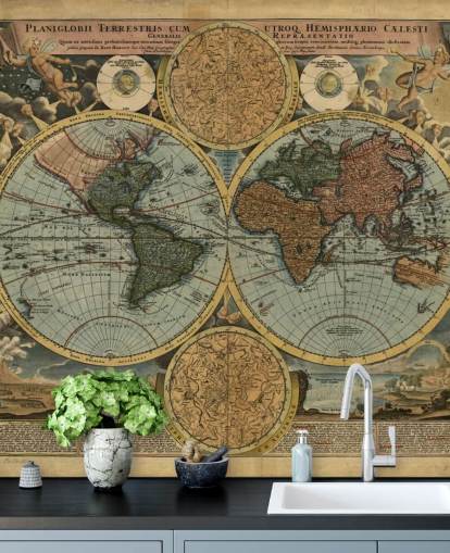 Colour Old Map Wallpaper Mural