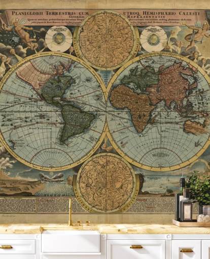 Colour Old Map Wallpaper Mural Colour Old Map Wallpaper Mural