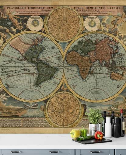 Colour Old Map Wallpaper Mural