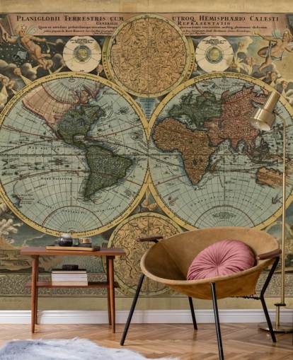 Colour Old Map Wallpaper Mural