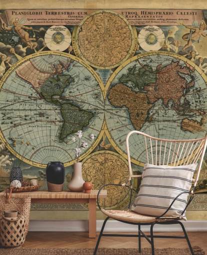 Colour Old Map Wallpaper Mural
