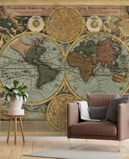Colour Old Map Wallpaper Mural Colour Old Map Wallpaper Mural
