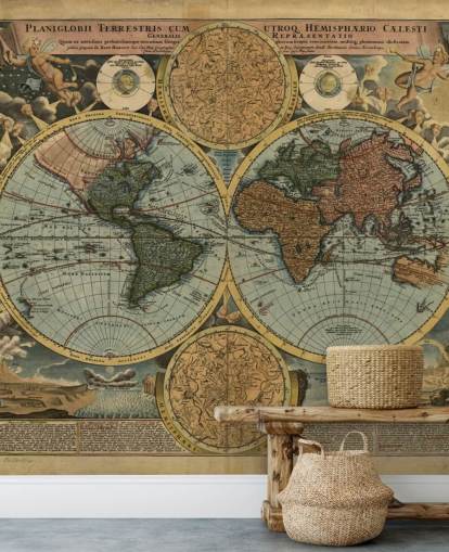 Colour Old Map Wallpaper Mural