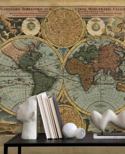 Colour Old Map Wallpaper Mural Colour Old Map Wallpaper Mural