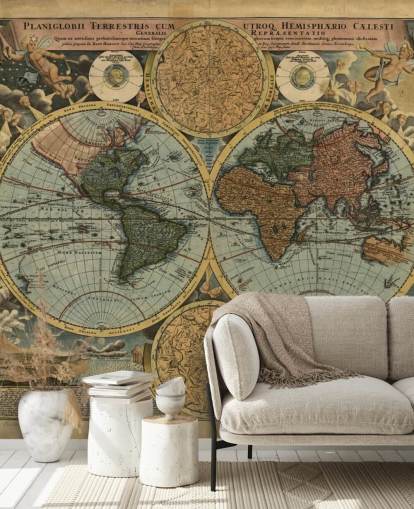 Colour Old Map Wallpaper Mural
