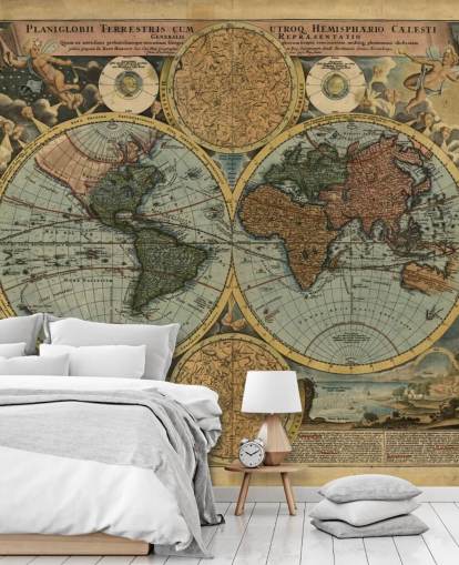 Papier peint mural en couleur avec carte ancienne