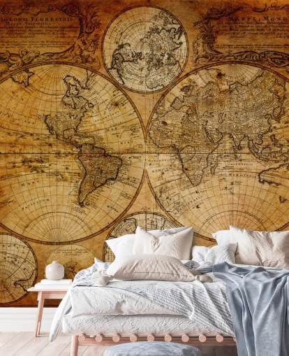 papier peint mural de carte du monde vintage personnalisé marron appelé Old Globe Map 1746 pour les bureaux papier peint mural de carte du monde vintage personnalisé marron appelé Old Globe Map 1746 pour les bureaux