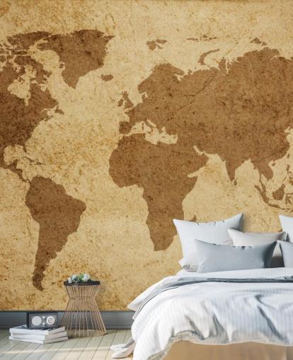 Fondo de pantalla de mapa del mundo con textura marrón