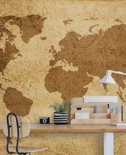Fondo de pantalla de mapa del mundo con textura marrón