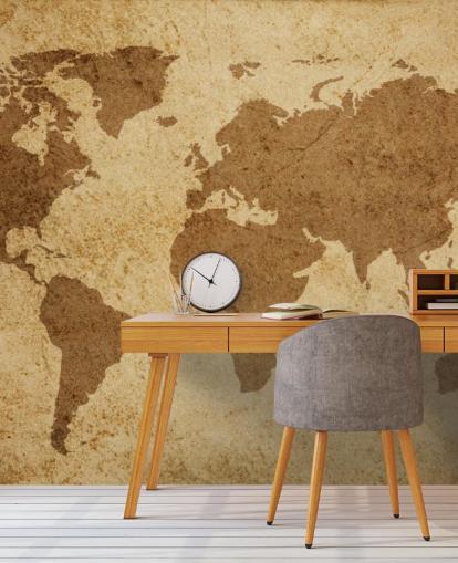 Papier peint texturé marron avec carte du monde
