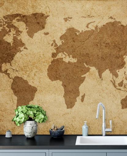 Fondo de pantalla de mapa del mundo con textura marrón