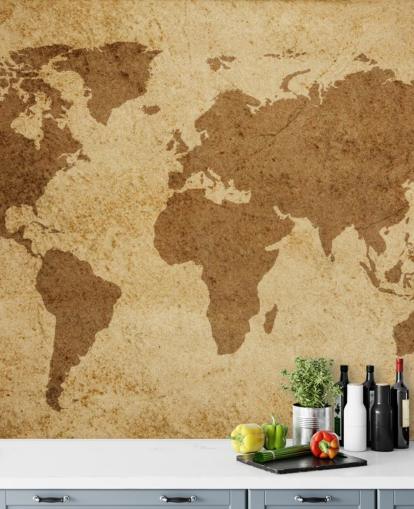 Fondo de pantalla de mapa del mundo con textura marrón