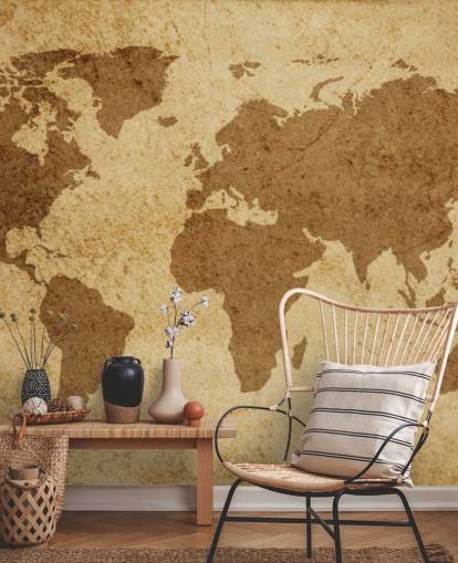 Fondo de pantalla de mapa del mundo con textura marrón