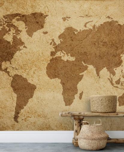 Fondo de pantalla de mapa del mundo con textura marrón