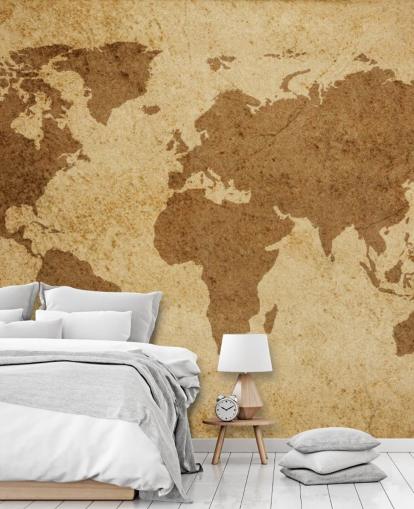 Brown Textured World Map Wallpaper