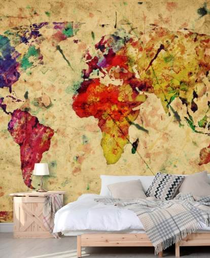 colourful customisable map wallpaper mural called Colourful Vintage Map for home offices, dining rooms and kid's bedrooms colourful customisable map wallpaper mural called Colourful Vintage Map for home offices, dining rooms and kid's bedrooms