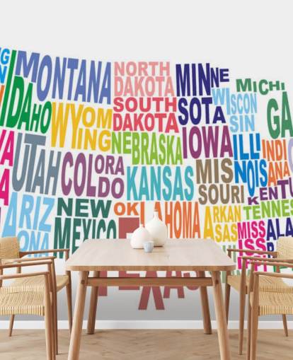 Kart - USA Word Cloud America Map Mural