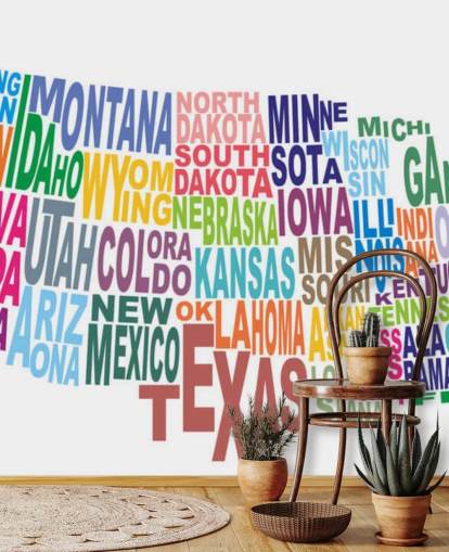 USA Word Cloud Map America Map Mural