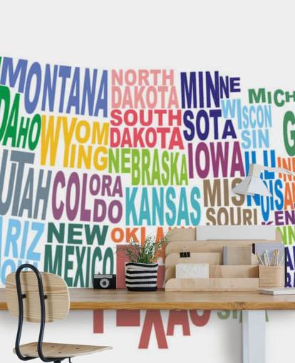 USA Word Cloud Map America Map Mural USA Word Cloud Map America Map Mural