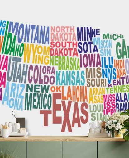 USA Word Cloud Map America Map Mural