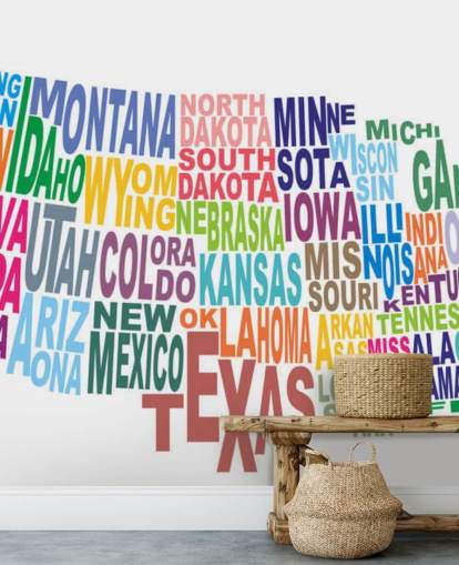 Mapa da nuvem de palavras dos EUA America Map Mural Mapa da nuvem de palavras dos EUA America Map Mural