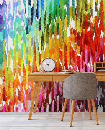 Abstract kleurrijk regenbooglijnen behang