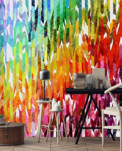 Abstract kleurrijk regenbooglijnen behang