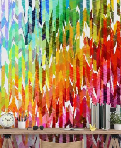 Abstract kleurrijk regenbooglijnen behang