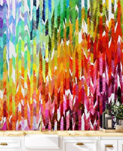 Papel pintado de líneas de colores abstractos