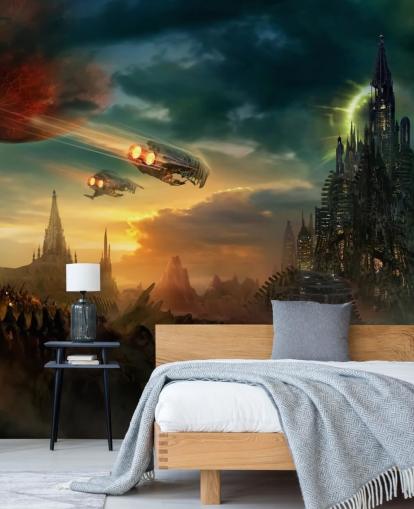 Fantasy Castle med romskip Bakgrunn