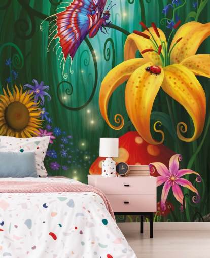 Papel de Parede Fairy Toad Stools and Bugs Papel de Parede Fairy Toad Stools and Bugs