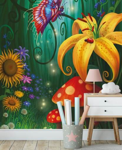 Papel de Parede Fairy Toad Stools and Bugs