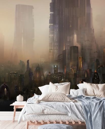 Fondo de pantalla de ciencia ficción de la ciudad futurista