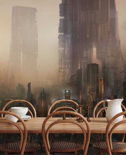 Fondo de pantalla de ciencia ficción de la ciudad futurista