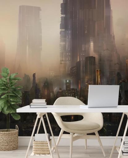 Fondo de pantalla de ciencia ficción de la ciudad futurista Fondo de pantalla de ciencia ficción de la ciudad futurista