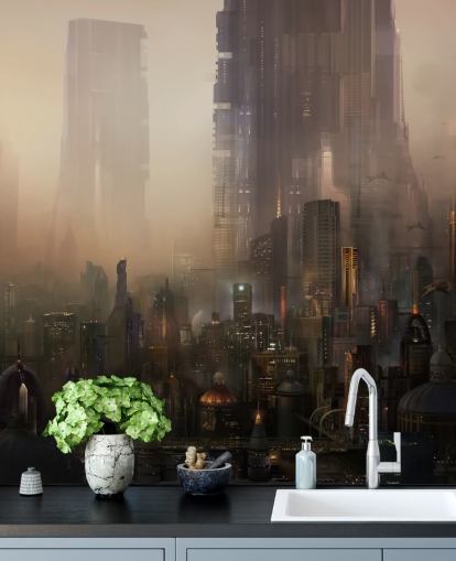Fondo de pantalla de ciencia ficción de la ciudad futurista