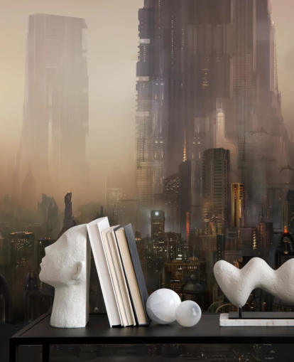 Fondo de pantalla de ciencia ficción de la ciudad futurista