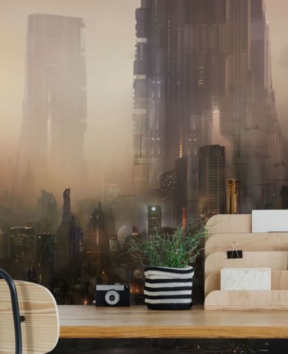 Futuristisk stad Sci Fi Bakgrund