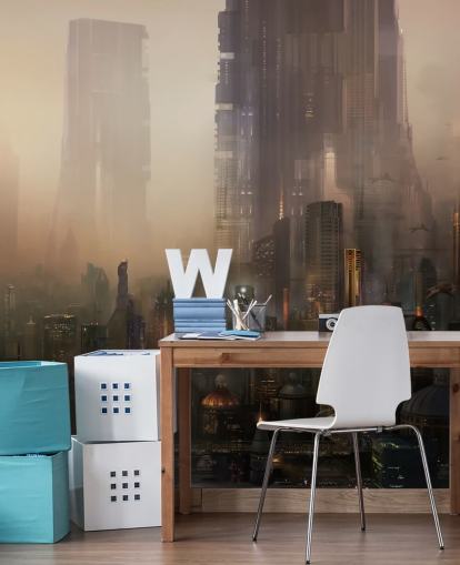 Fondo de pantalla de ciencia ficción de la ciudad futurista