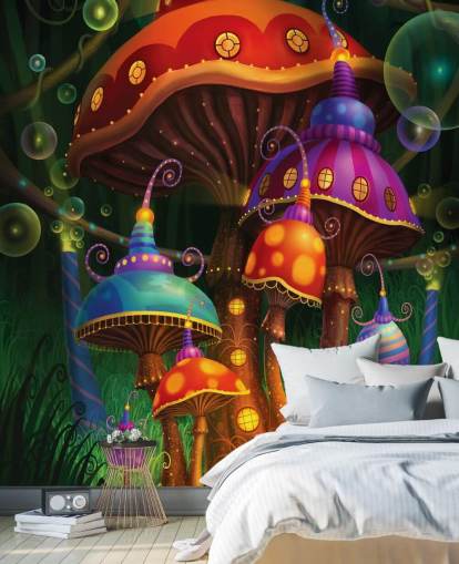 Fondo de pantalla de casas de hongos Fondo de pantalla de casas de hongos